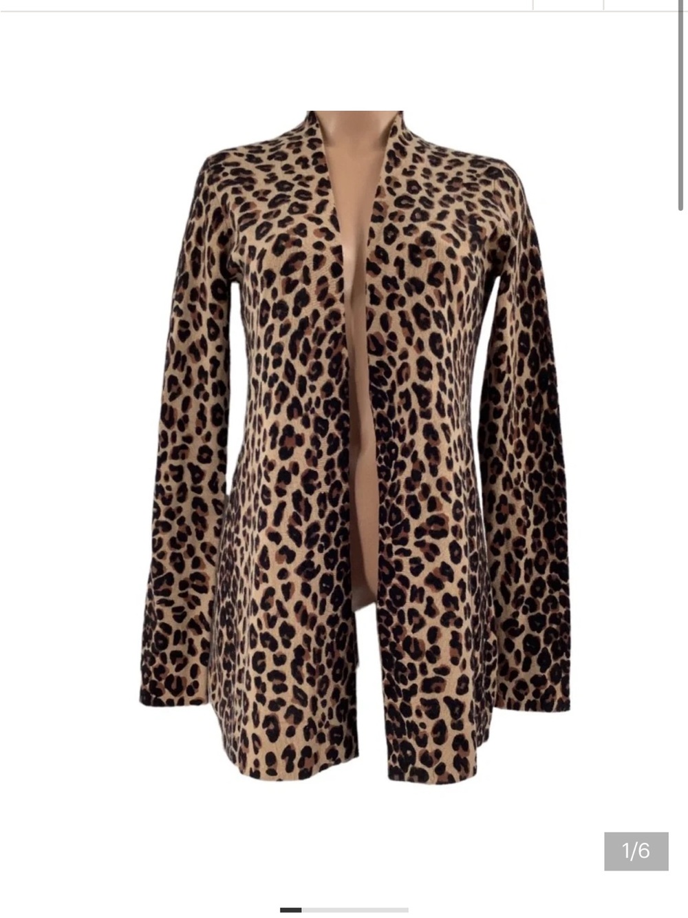 Cashmere Luxury Charter Club Leopard Print Open-Front Cardigan - Tan/Black/Brown